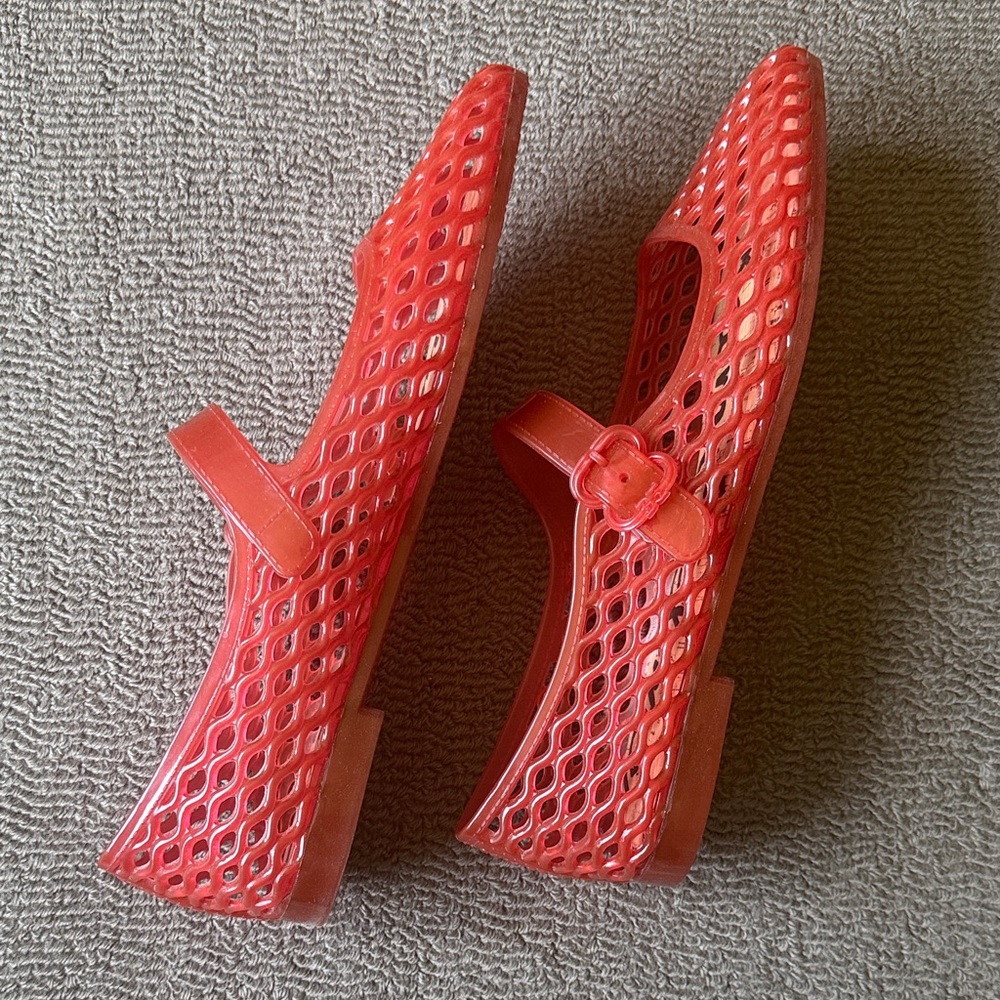 Sam Edelman Red Jelly Mary Jane Flats with Lattice Detail - Picture 2 of 7